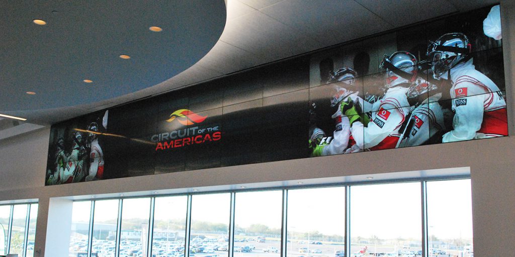Interior video wall at Circuit of The Americas in Austin, Texas