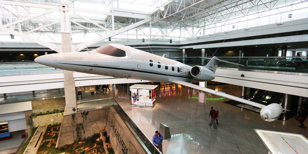 Airplane model at Denver International Airport in Denver, Colorado