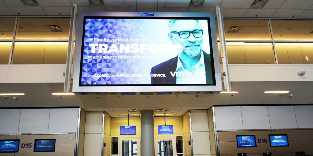 Video wall at DFW International Airport in Dallas/Ft.Worth, Texas