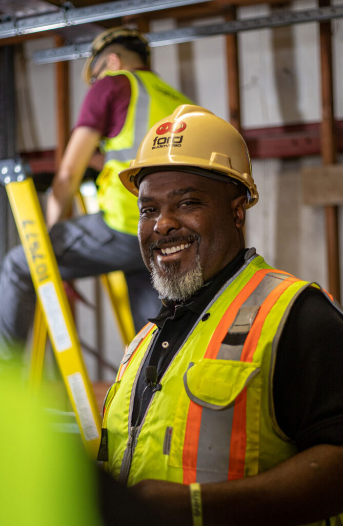 Ford AV Safety and Service technical during construction of The Oculus at IAH Airport