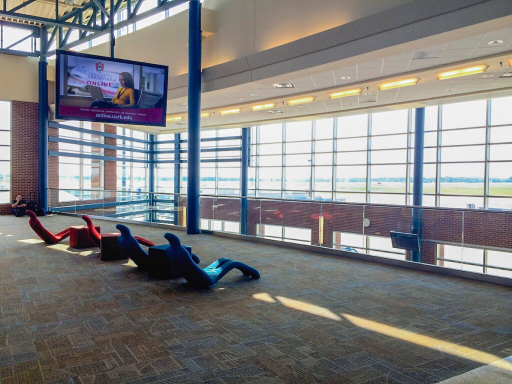 ANarthwest Arkansas Regional Airport uses ambient noise sensors relay real-time information to the system so that accurate output levels can be determined while making announcements in high-traffic areas.
