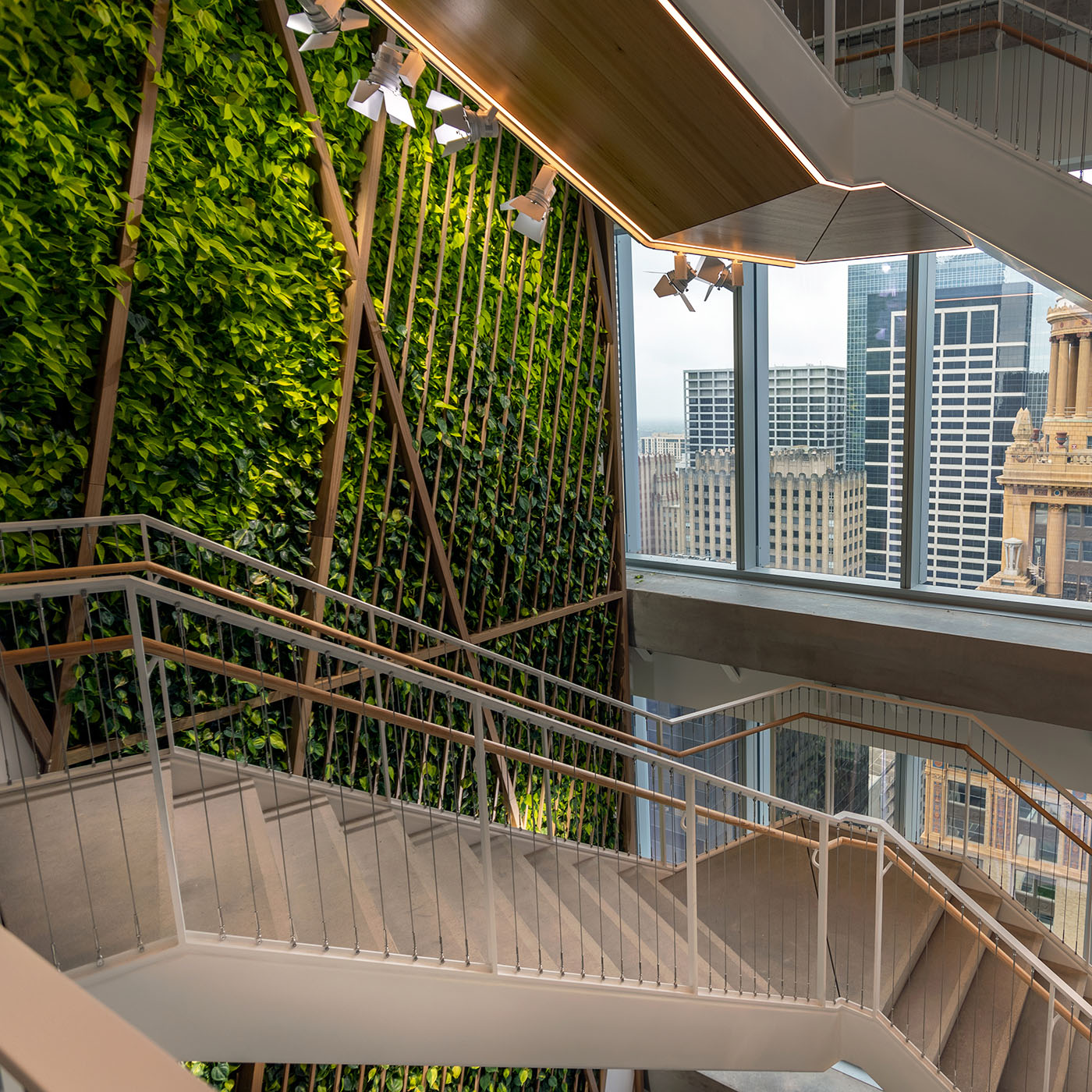Green Stairwell at Waste Management