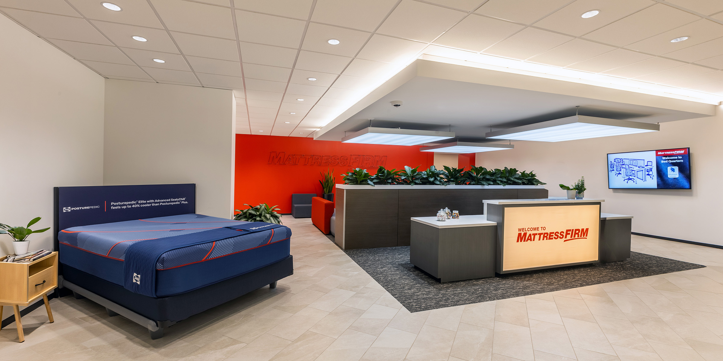 Retail AV system integration for Mattress Firm corporate headquarters featuring enterprise video conferencing and digital collaboration technology