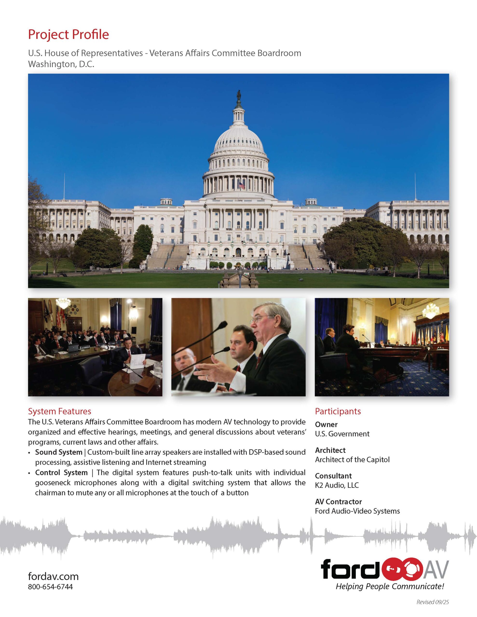 USHoR Veterans Affairs Committee Boardroom - Project Profile