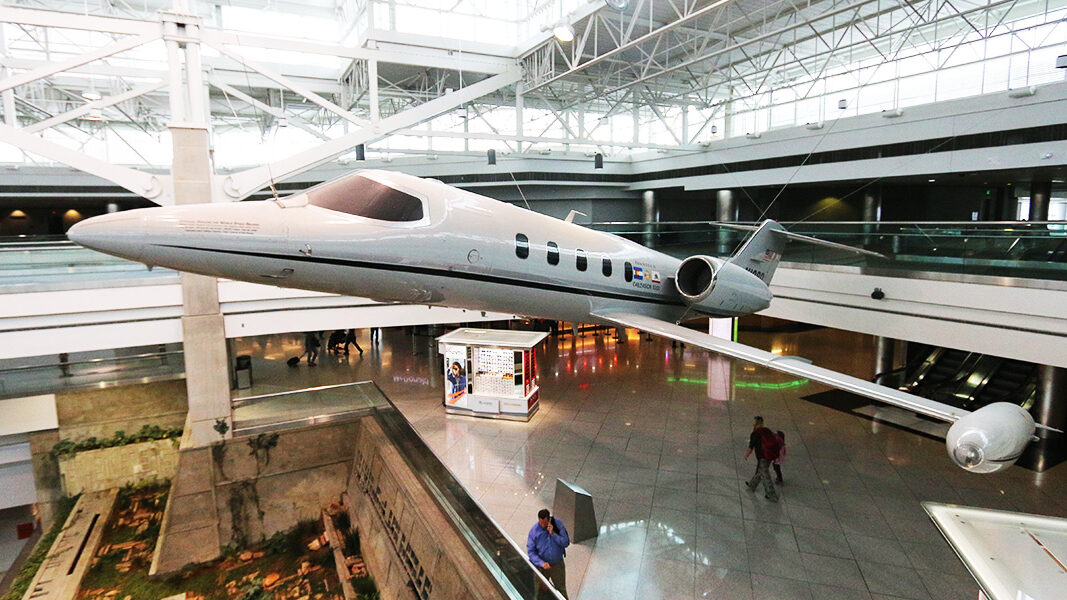 Airplane model at Denver International Airport in Denver, Colorado