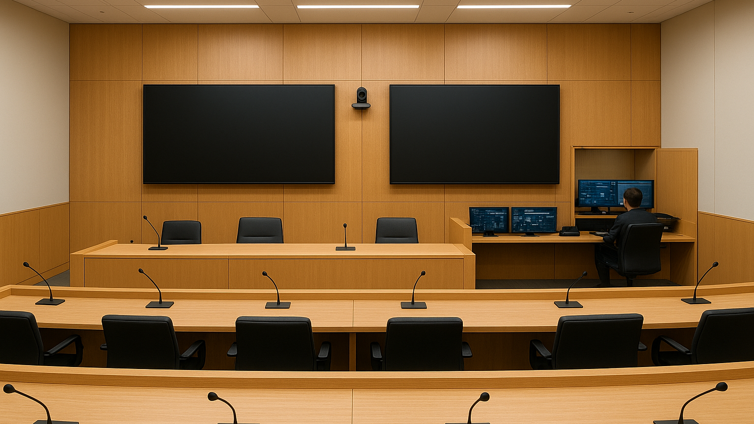 government hybrid meeting rooms for council rooms and courtrooms