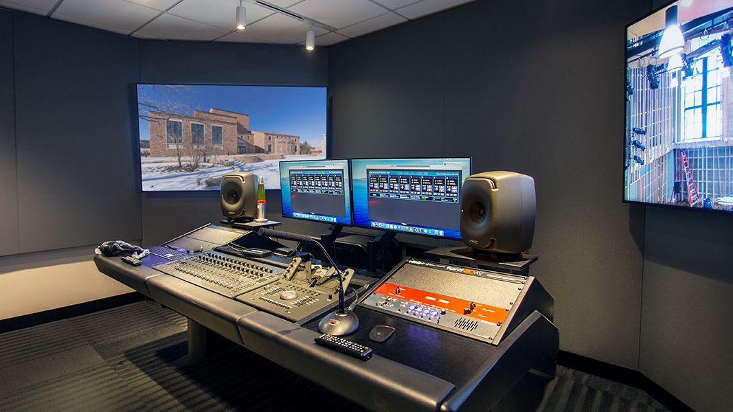 University of Colorado School of Music state-of-the-art control room with audio-visual equipment