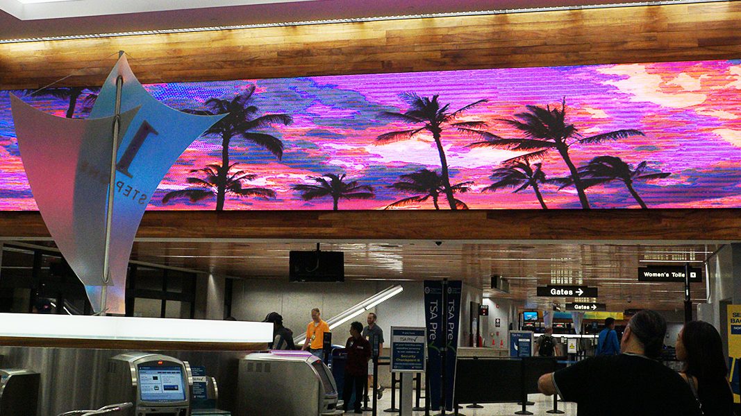 Digital signage at Honolulu International Airport in Honolulu, Hawaii
