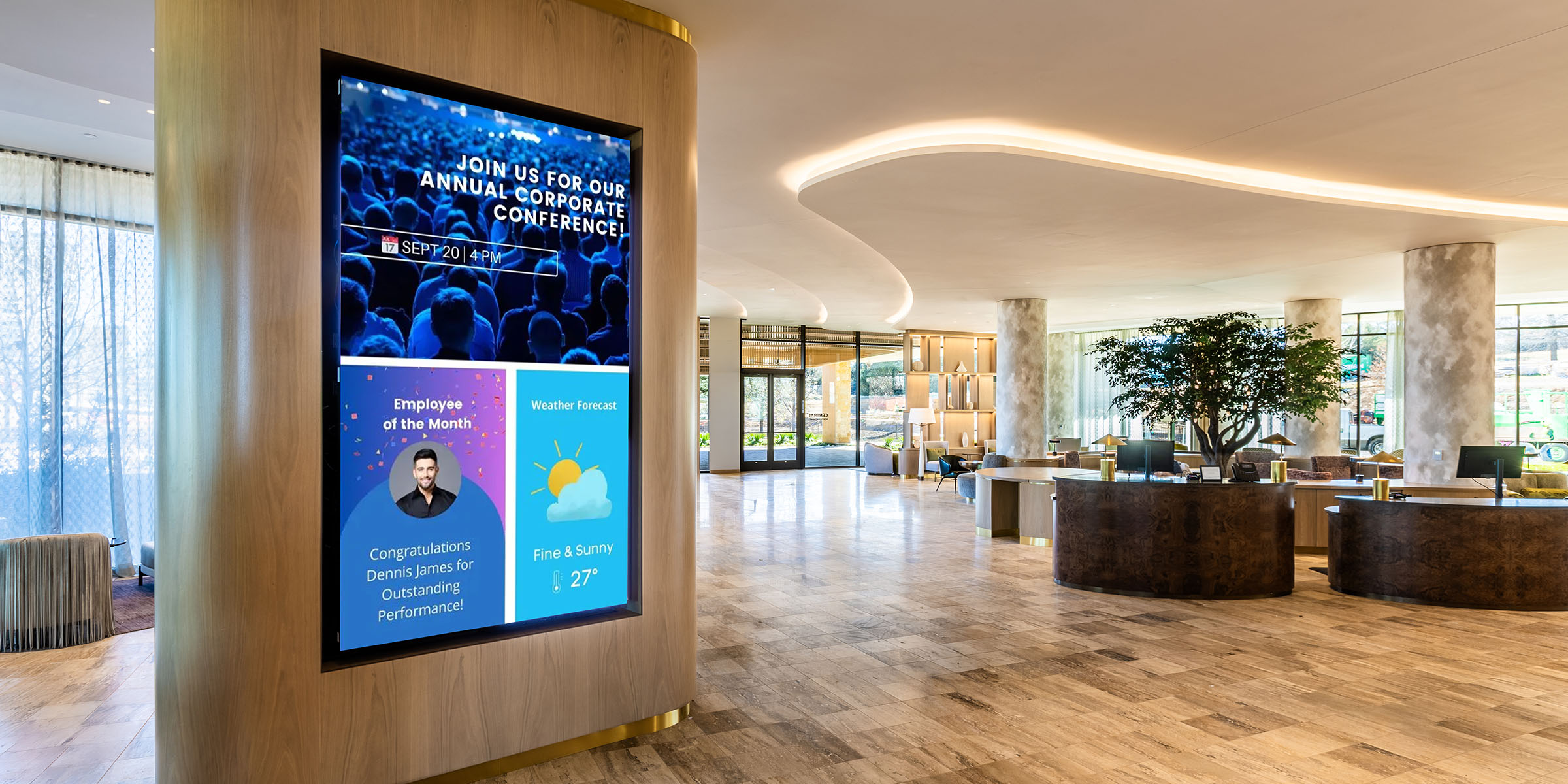 Interactive wayfinding display installed as part of the corporate campus AV systems integration at Deloitte University
