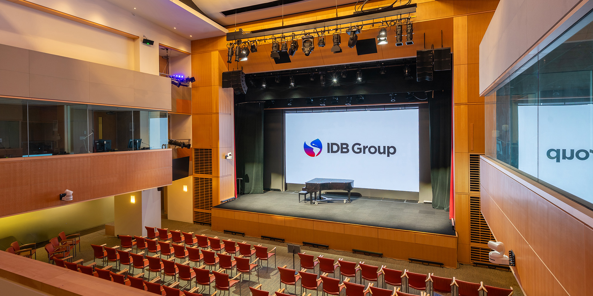 Enrique V. Iglesias Conference Center auditorium featuring large LED video wall and integrated conference center AV systems in Washington, D.C.