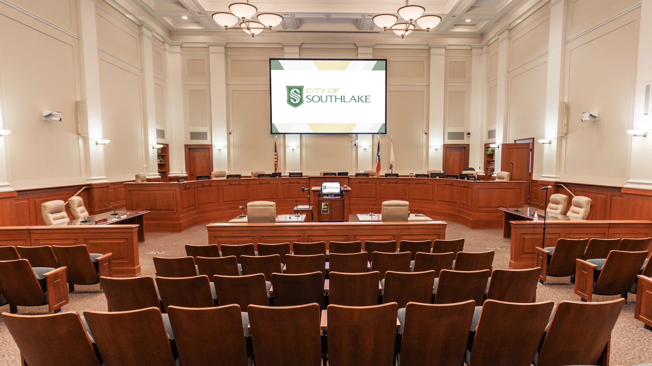 City of Southlake Town Hall Square featuring integrated government AV solutions for municipal offices and public spaces