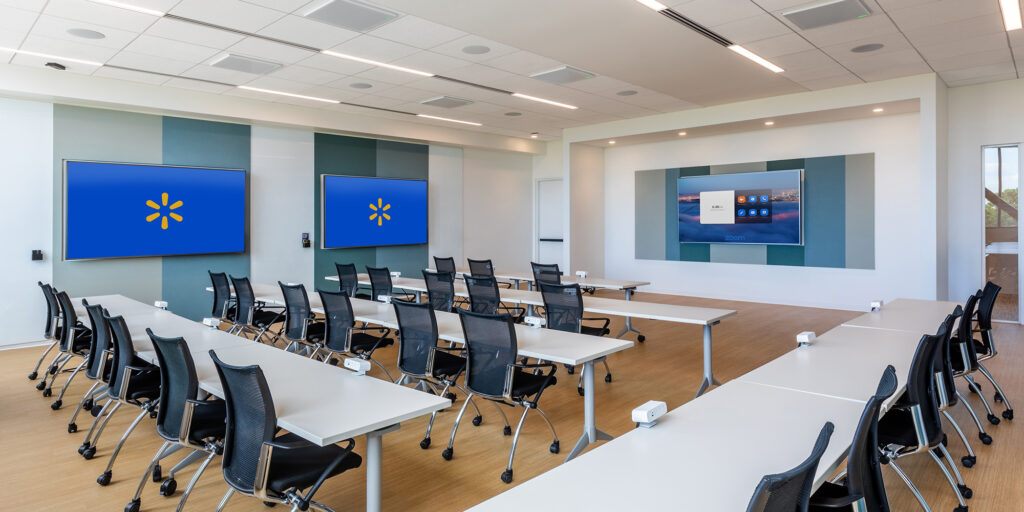 Large-format commercial display supporting digital signage and enterprise communication technology