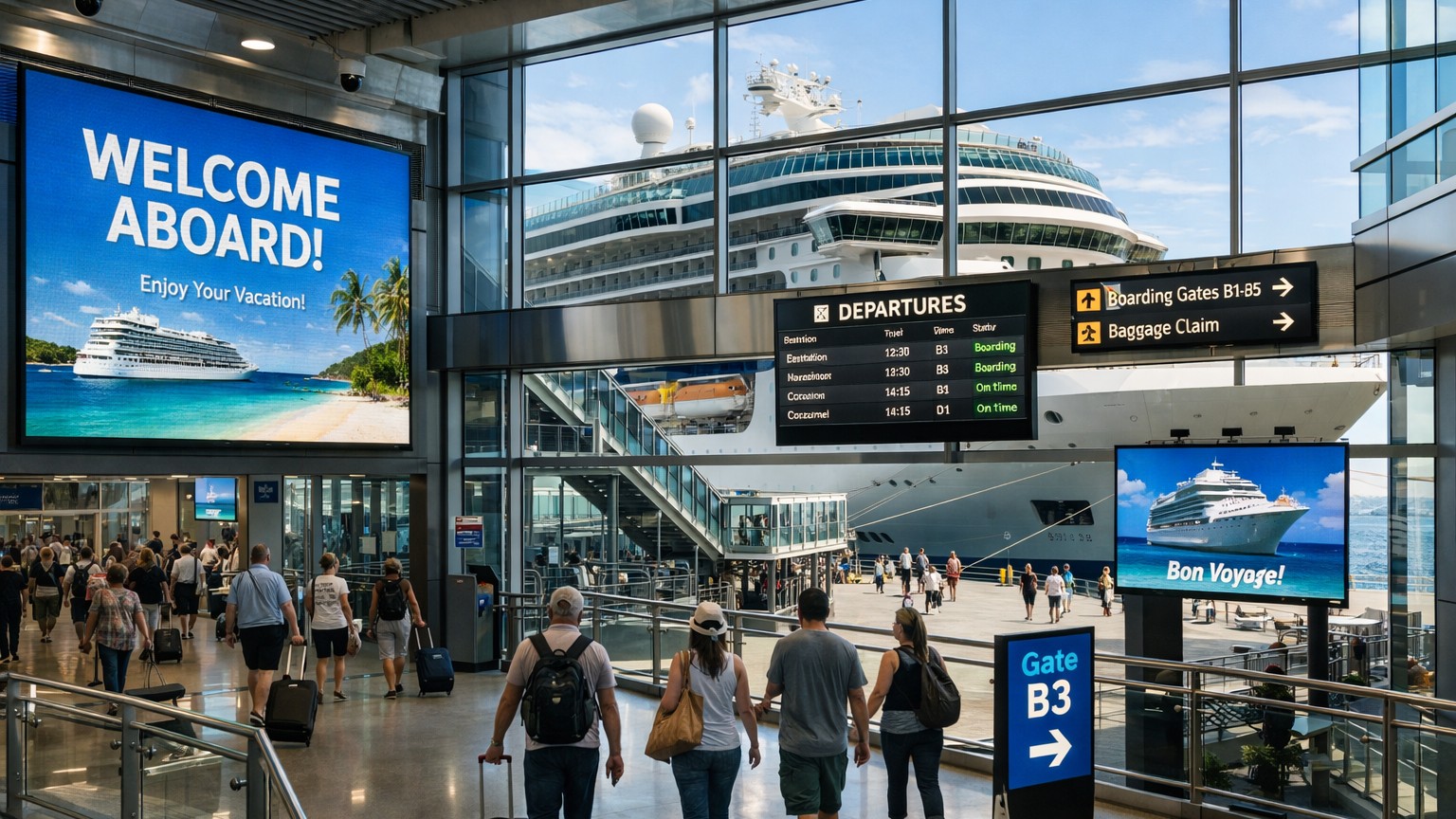 Transportation digital signage for ports