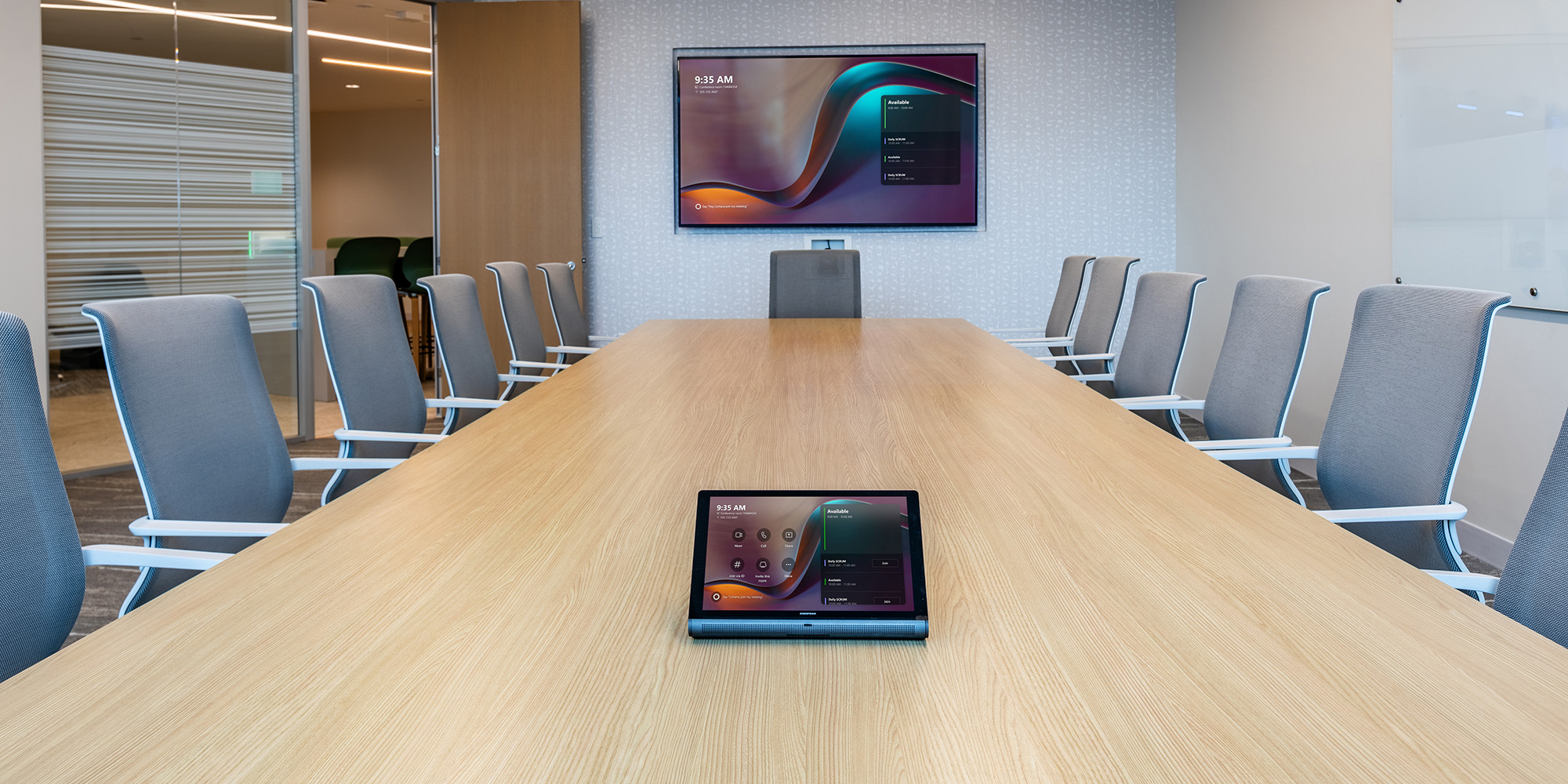 AV control system touch panel for managing meeting room technology