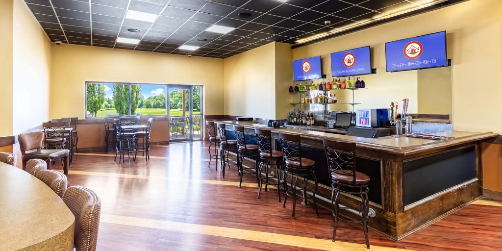 Entertainment AV system supporting sports viewing and digital content throughout bowling center