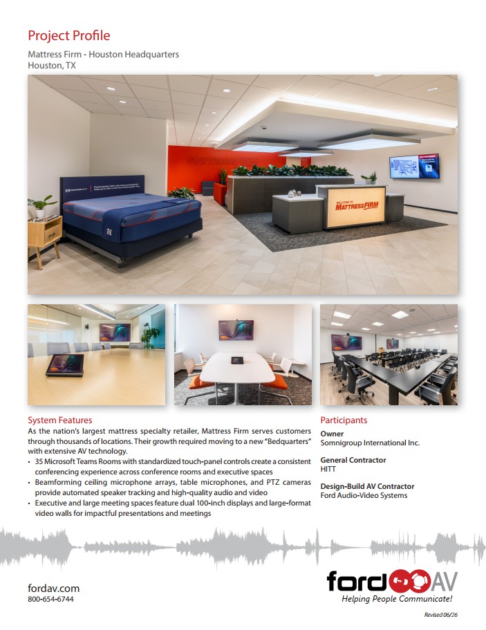 Mattress Firm Houston HQ Ford AV Project Profile