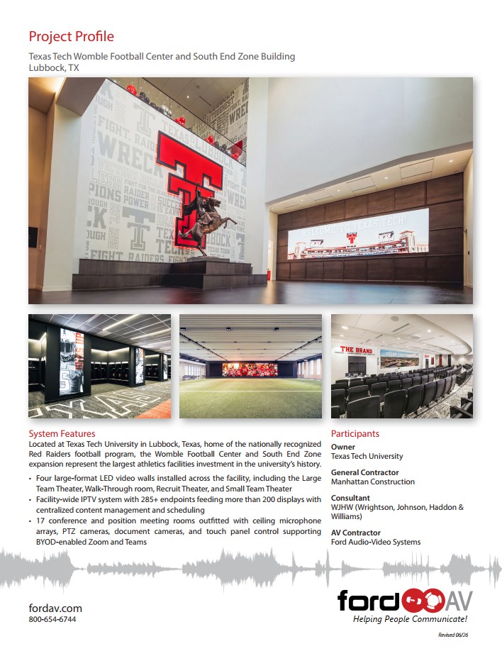 Texas Tech Womble Football Ford AV Project Profile