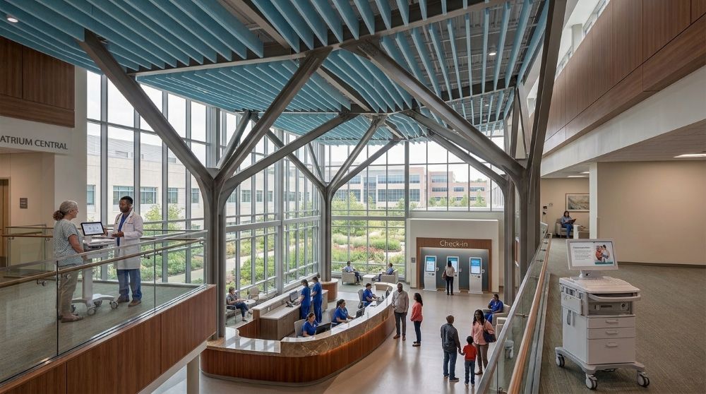 Acoustic paneling and architectural design for hospitals