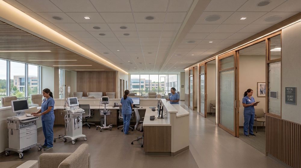 Sound masking healthcare integration